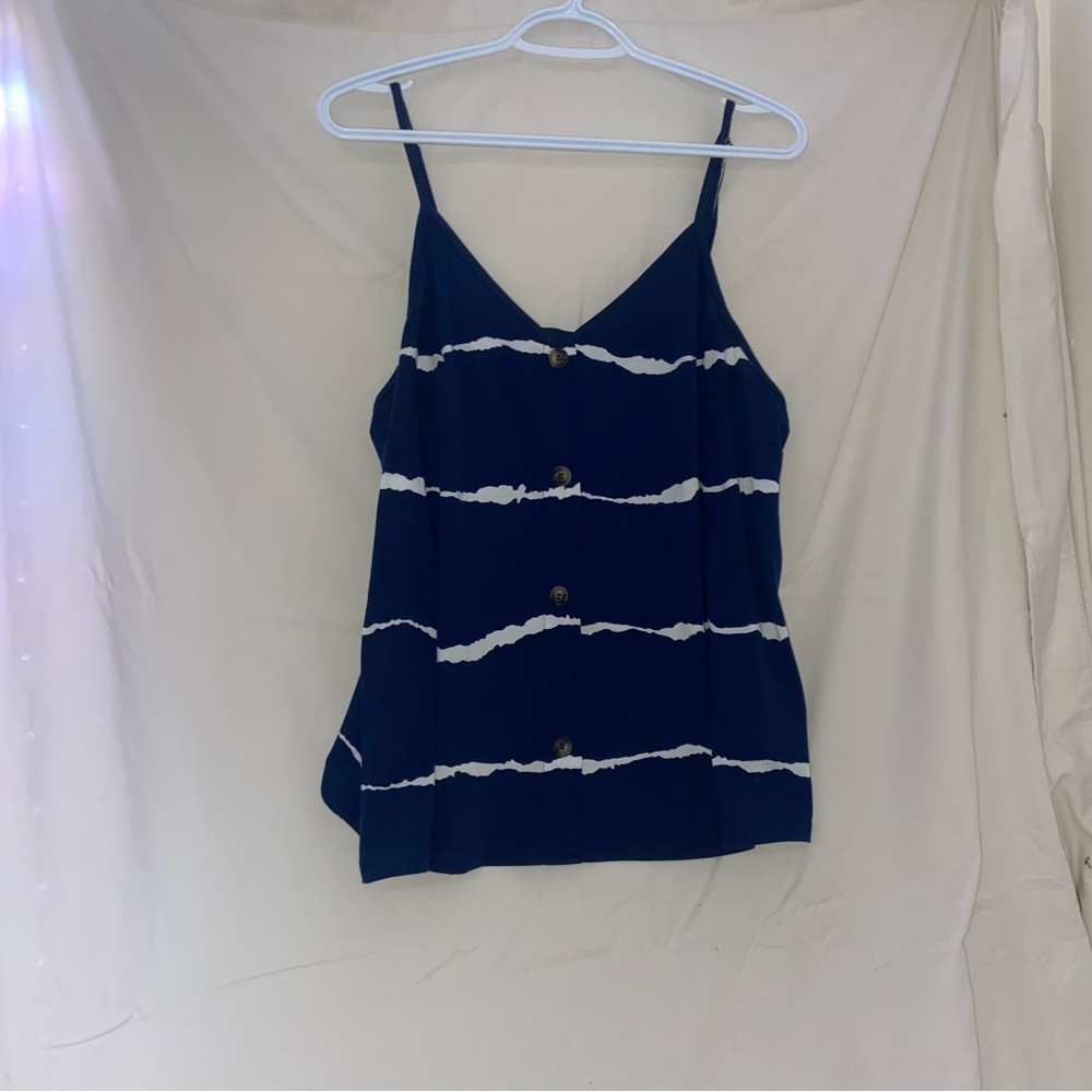 ☾.݁ᛪ༙ SHEIN 2XL Navy Blue Striped Women's Tank
